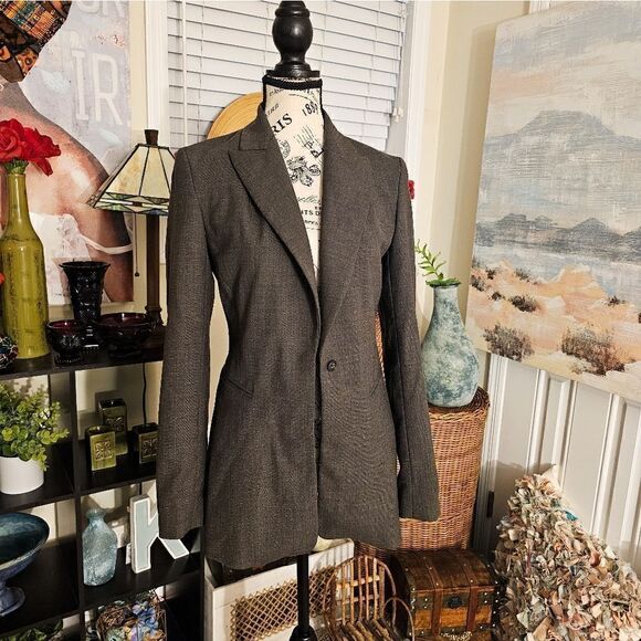 Zara Woman Dark Grey Business Casual One Button Contemporary Blazer Jacket. - Picture 10 of 13